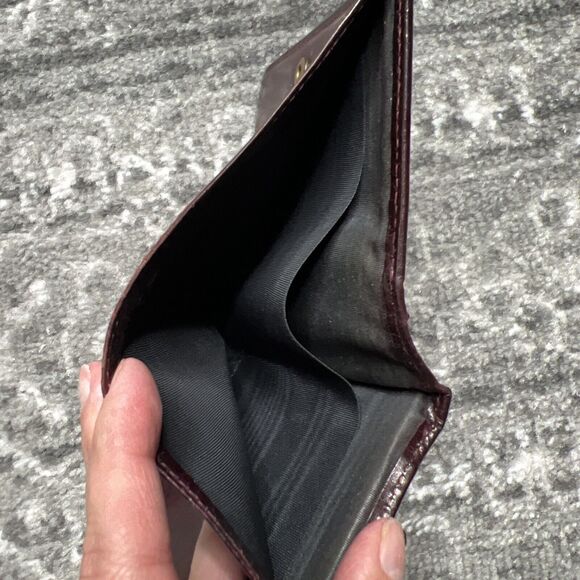 Bosca Vintage Kiss Lock Wallet Card Holder Mahogany Leather 4.5" x 4" USA - Picture 8 of 10